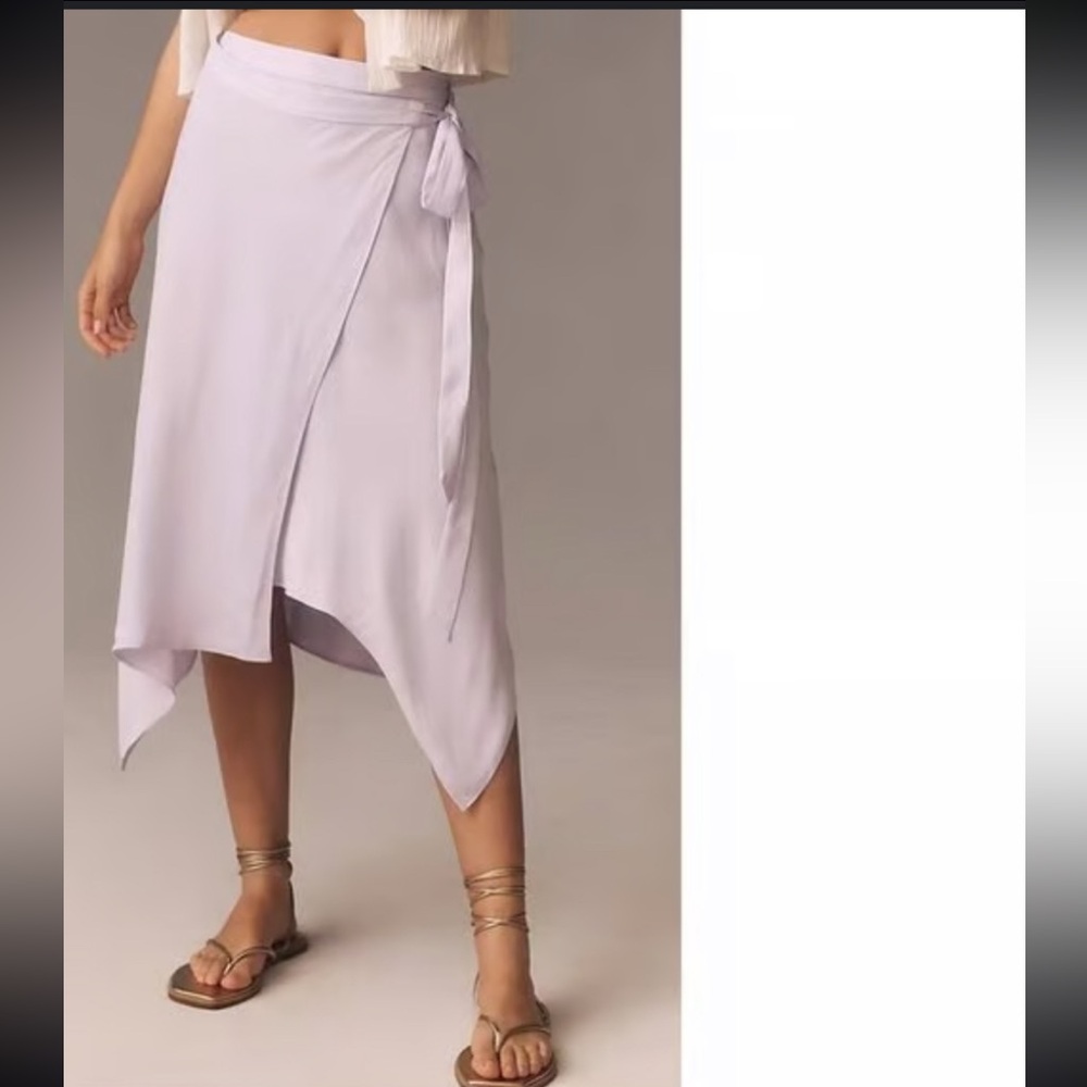 Anthropologie asymmetrical wrap midi skirt size large EUC